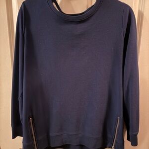 J. Crew Navy Crewneck Sweatshirt with White Trim